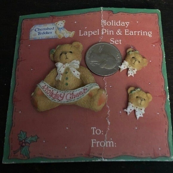 Cherished Teddies Brooch Earring Set NOC - Picture 2 of 5